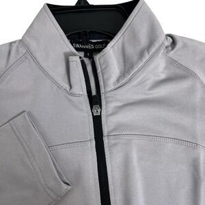 Swannies Golf Track Jacket Mens Large Gray Full Zip Stretch Lightweight Athletic
